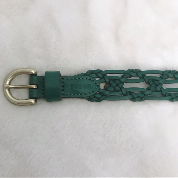 Fossil Braided/woven boho belt teal/turquoise Med. - Picture 3 of 5